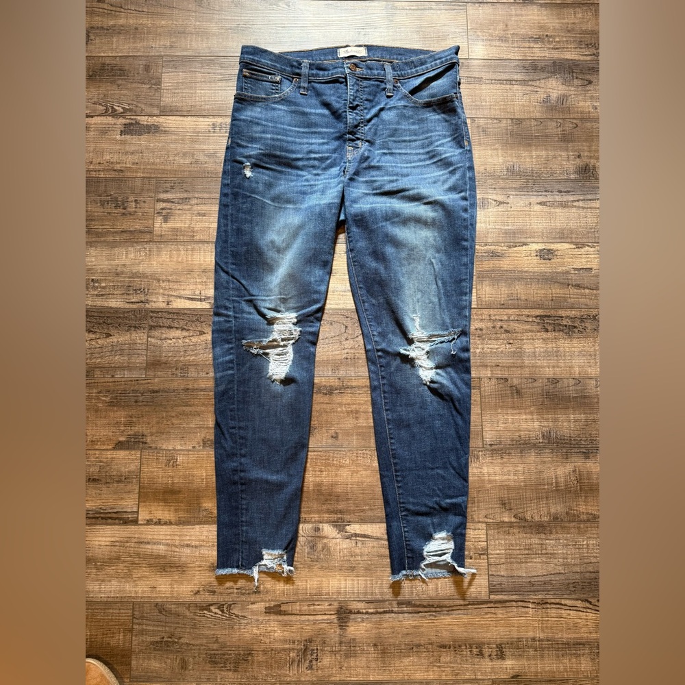 Madewell Dark Blue Distressed Skinny Jeans